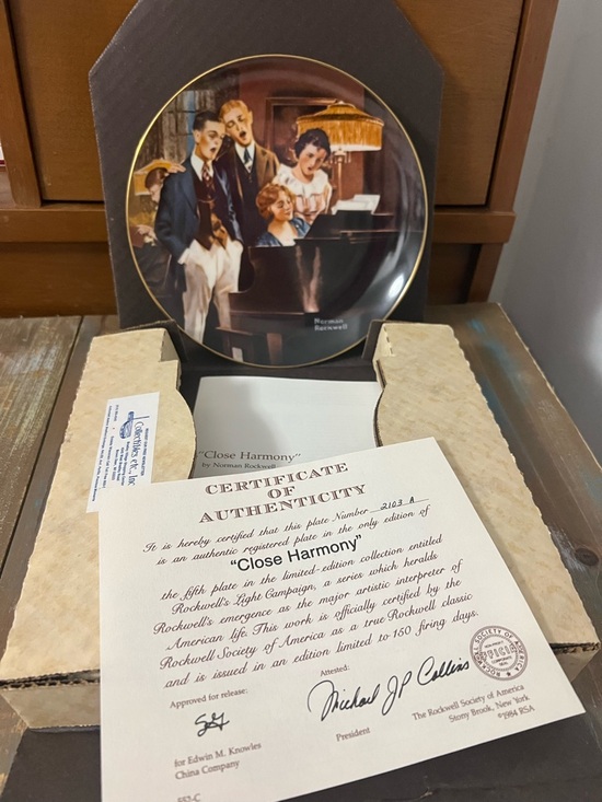 Norman Rockwell Other - Norman Rockwell 'Close Harmony' Collectible Plate Limited Edition W Everything